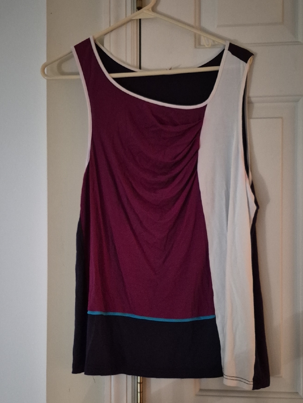 41 Hawthorn Plum and White Colorblock Sleeveless Tank
